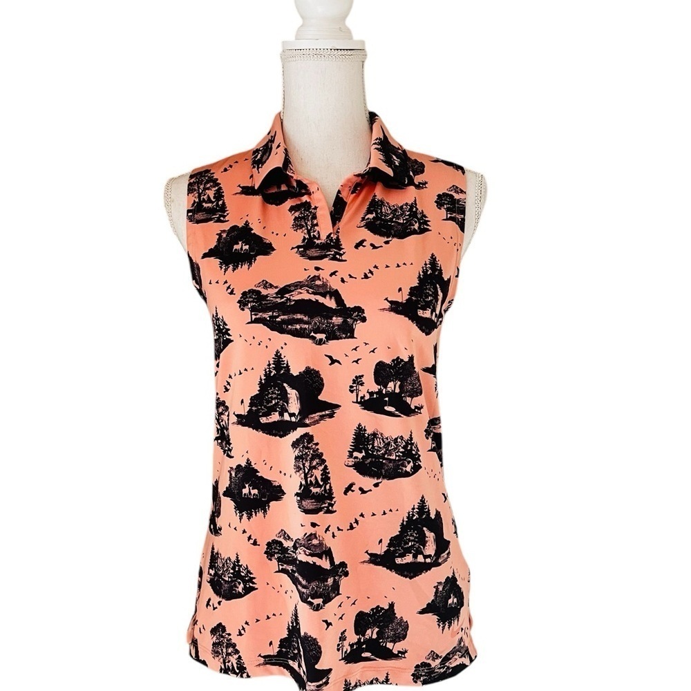 Nike Scenic Print Sleeveless Top - Peach and Black Women’s Size Small